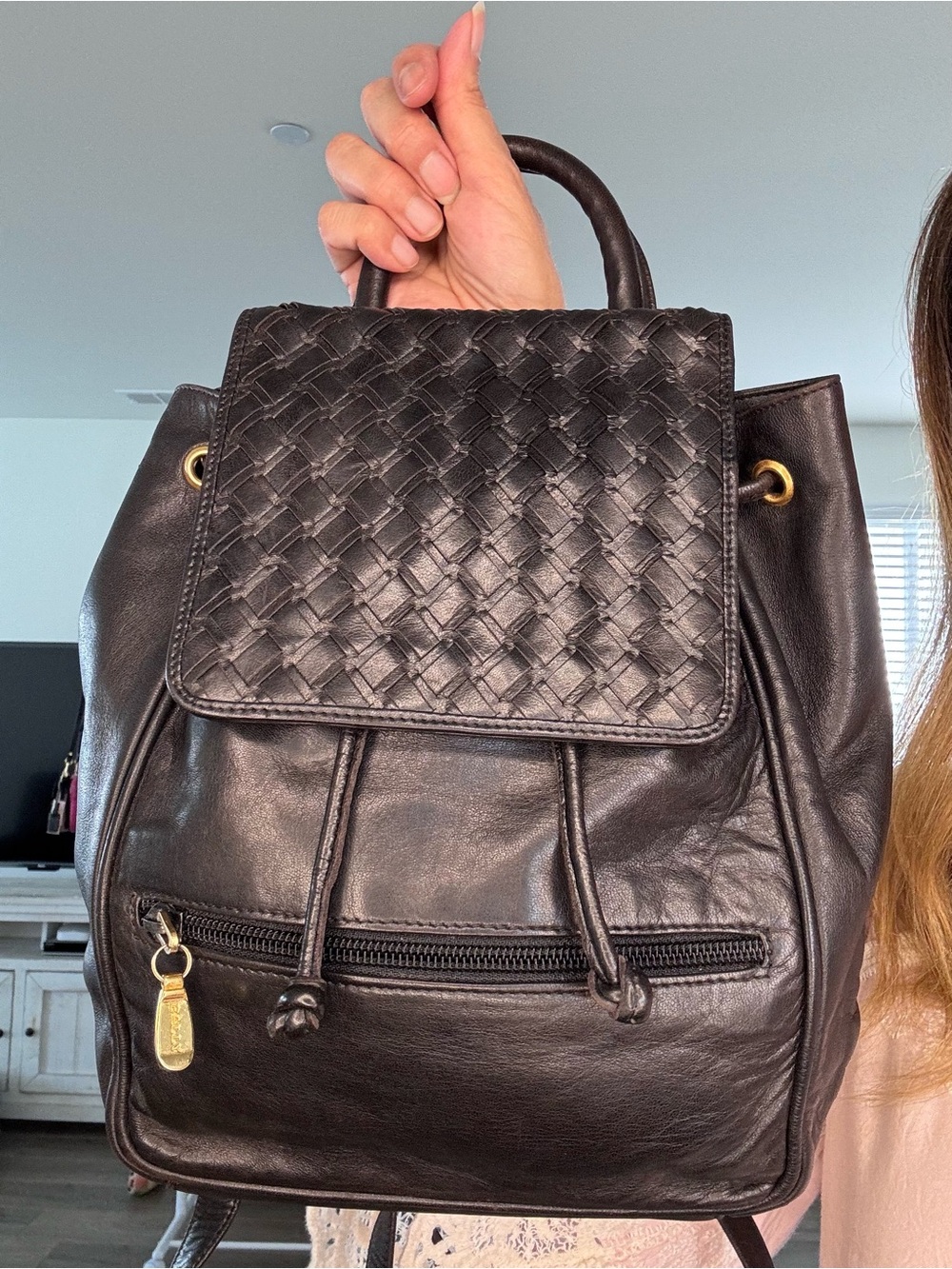Bally Woven Calfskin Leather Backpack